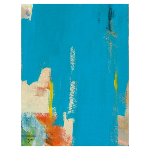 Masterpiece Art Gallery Aqua Tide Abstract by Jan Weiss Canvas Art Print 30" x 40"