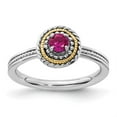 thumbnail image 4 of Auriga 925 Sterling Silver with 14k Stackable Expressions Created Ruby Ring for Women Size-8, 4 of 6