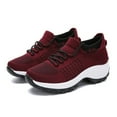 thumbnail image 2 of Porfeet Women Lace-up Arch Support Breathable Sneakers Running Platform Tennis Shoes,Date Red 38, 2 of 10