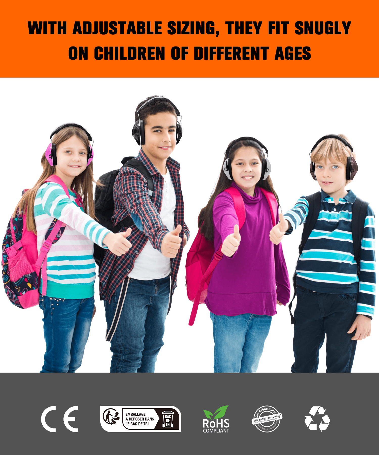 ZOHAN 032 Kids Noise Canceling Headphones - 25dB NRR Kids Ear Protection Earmuffs for School, Monster Jam, Fireworks, Travel, Air Show, Concert, Autism - Black