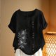 thumbnail image 4 of Xuyuer Women's Casual Linen Round Neck Printed Short Sleeve Button Blouse, Breathable Summer Top for Vacation Wear, Market Days and Relaxed Boho Style, 4 of 5