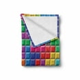 thumbnail image 2 of Video Games Soft Flannel Fleece Throw Blanket, Colorful Retro Gaming Computer Brick Blocks Image Puzzle Digital 90's Play, Cozy Plush for Indoor and Outdoor Use, 50" x 60", Multicolor, by Ambesonne, 2 of 6
