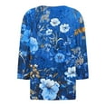 thumbnail image 5 of Womens 3/4 Length Sleeve Tops Casual Henley Summer Shirts Loose Fit Three Quarter Length Sleeve Blouses, 5 of 5