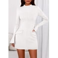 thumbnail image 2 of Vestido PRETTYGARDEN Otoño 2025 Manga Larga Cuello Simulado Blanco S, 2 of 8