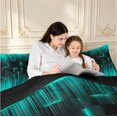thumbnail image 4 of Manfei Geometric Plaid Twin Comforter Sets,Abstract Grid Bedding Set,Black Teal,Black Reversible,2-Piece,1 Comforter and 1 Pillowcase,2-Piece,1 Comforter and 1 Pillowcase, 4 of 7