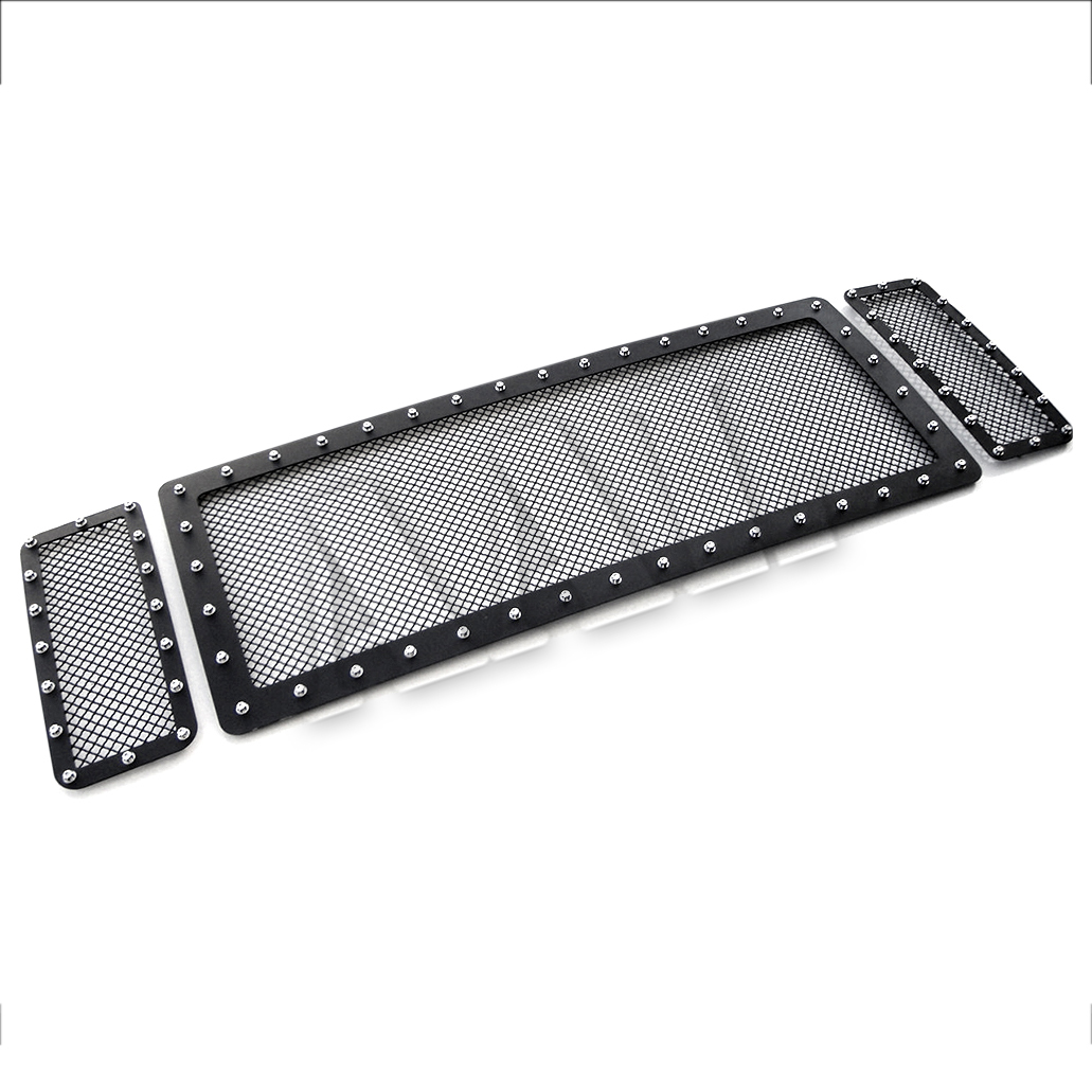 AAL BLACK STEEL MESH Grille/Grill Insert With SILVER RIVETS For 2008