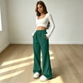 thumbnail image 6 of Vxararl Straight Leg Pants Women Lounge & Travel Outfits,fall Fashion Thin Soft Pajama Pants,loose Fit Track Pants with Pockets High Waisted Lightweight Pants Womens Sweatpants Dark Green M, 6 of 8