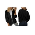 thumbnail image 3 of Women'S Fall Fashion: Front-Open Long-Sleeved Knitted Cardigan Sweater Black XL, 3 of 6