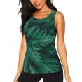 thumbnail image 2 of Picia Green Leave Fern Pattern Women's Workout Tank Top,Breathable Activewear,Slim Fit Athletic Top,Versatile Workout Moisture-wicking top-X-Large, 2 of 9