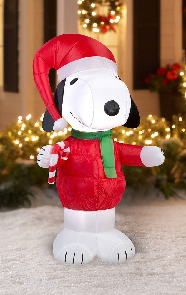 Gemmy Airblown Christmas Inflatables Snoopy With Candy Cane 5 Walmart Com