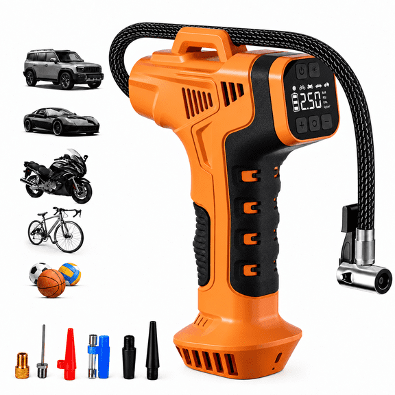 ABSOKE Cordless Tire Inflator Portable Air Compressor, 150 PSI Air Pump with Rechargeable Battery, Auto Shut-Off, Digital Pressure Gauge & LED Light