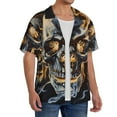 thumbnail image 2 of Wukai Fiery Skull Trio Men's Casual Short-Sleeve Button Down Shirt,Cuban Shirts for Men,Mens Short Sleeve Dress Shirts-Small, 2 of 5