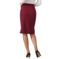 thumbnail image 3 of INSPIRE CHIC Women's Pencil Skirt High Waist Split Hem Invisible Zipper Work Skirt L Burgundy, 3 of 6