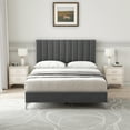 thumbnail image 1 of PIONEERWORKS Full Size Velvet Upholstered Bed with Adjustable Headboard and Wooden Slats Support, No Box Spring Needed, Easy Assembly, 1 of 8