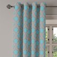 thumbnail image 3 of Ambesonne Damask Grommet Curtain, Venetian Italian, 50" x 54", Cocoa Sky Blue Yellow, 3 of 6