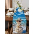 thumbnail image 2 of Coastal Snowman Christmas Table Runner Xmas Beach Sea Nautical Tablerunners 13 x 48 Inch, Table Decorations Tabletop Scarf for Summer Gathering Holiday Farmhouse Kitchen Dining Decor, 2 of 6