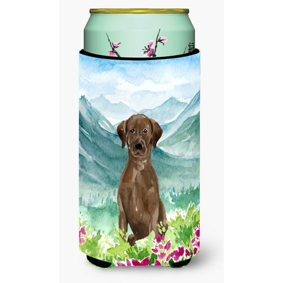 Carolines Treasures CK1986TBC Mountian Flowers Chocolate Lab Tall Boy Beverage Insulator Hugger Tall Boy multicolor