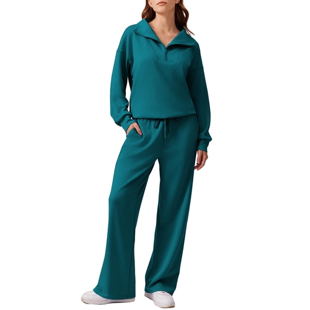 Conjuntos de dos piezas PINSPARK para mujer, trajes de viaje, color verde jade