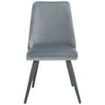 thumbnail image 5 of SAFAVIEH Zoi Contemporary Velvet Solid Dining Side Chair, Slate Grey/Black (Set of 2), 5 of 13