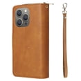 thumbnail image 3 of For Iphone 15 Pro 9 Card Slots Zipper Wallet Bag Leather Phone Case(Brown), iPhone 12 Pro Max, 3 of 7