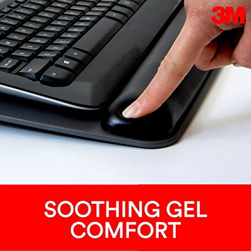 3M Gel Wrist Rest for Keyboard and Mouse with Tilt-Adjustable Platform, Soothing Gel with Durable Easy to Clean Leatherette Cover, Antimicrobial Product Protection, Precise Mouse Pad, Black (WR422LE)