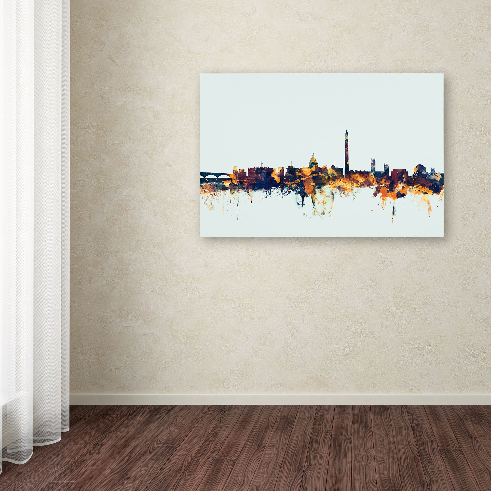 Trademark Fine Art "Washington DC Skyline Blue" Canvas Art by Michael Tompsett