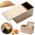 thumbnail image 5 of PENGXIANG Toast Bread Mold Pullman Loaf Pan Non-Stick Carbon Steel Corrugated Bakeware With Box Cover For Baking Cake (8.3X4.3X4.7 Inch), 5 of 7