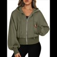 thumbnail image 1 of Sudaderas con Capucha y Cremallera para Mujer, Sudaderas , Casuales, Cómodas y Bonitas, Chaquetas con Cremallera, Conjuntos de Otoño A . Verde XL, 1 of 10