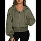 thumbnail image 1 of Sudaderas con Capucha y Cremallera para Mujer, Sudaderas , Casuales, Cómodas y Bonitas, Chaquetas con Cremallera, Conjuntos de Otoño A . Verde M, 1 of 10