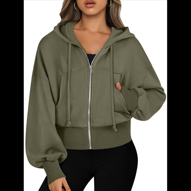 Sudaderas con Capucha y Cremallera para Mujer, Sudaderas , Casuales, Cómodas y Bonitas, Chaquetas con Cremallera, Conjuntos de Otoño A . Verde M