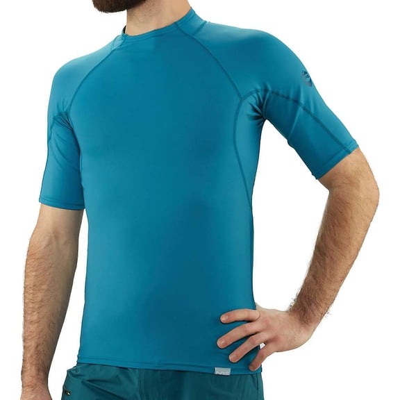 NRS Men's H2Core Rashguard Short-Sleeve Shirt Color: Fjord, Size: S