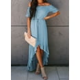 thumbnail image 3 of Asyoly Womens Dresses Off Shoulder Maxi Dresses Short Sleeve High Low Ruffle Evening Party Dress Solid Cocktail Skater Dresses, 3 of 5