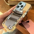 thumbnail image 4 of Kawaii Cute Cartoon Cat Cake Chicken Legs Hamburg Plating Mirror Phone Case Compatible with iPhone Case (Yellow,iPhone 14), 4 of 5