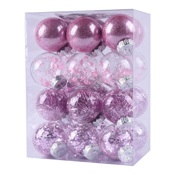 Fiudx Adornos para Árbol de Navidad, Brillantes, de Plástico Duradero, para Decoración Del Hogar, Fiestas y Centros de Mesa de Boda (Juego de 24 Piezas, 60 Mm de Diámetro).