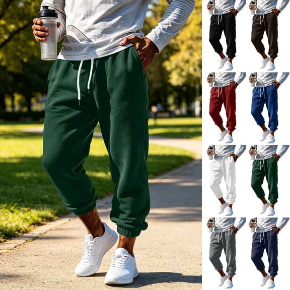 HomeDM Mens Sweatpants Drawstring Athletic Casual Jogger Running Workout Gym Pants with Pockets Green L