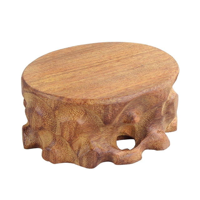 Base de madera retro, soporte para maceta de piedra, jarrón creativo de madera tallada. Alto