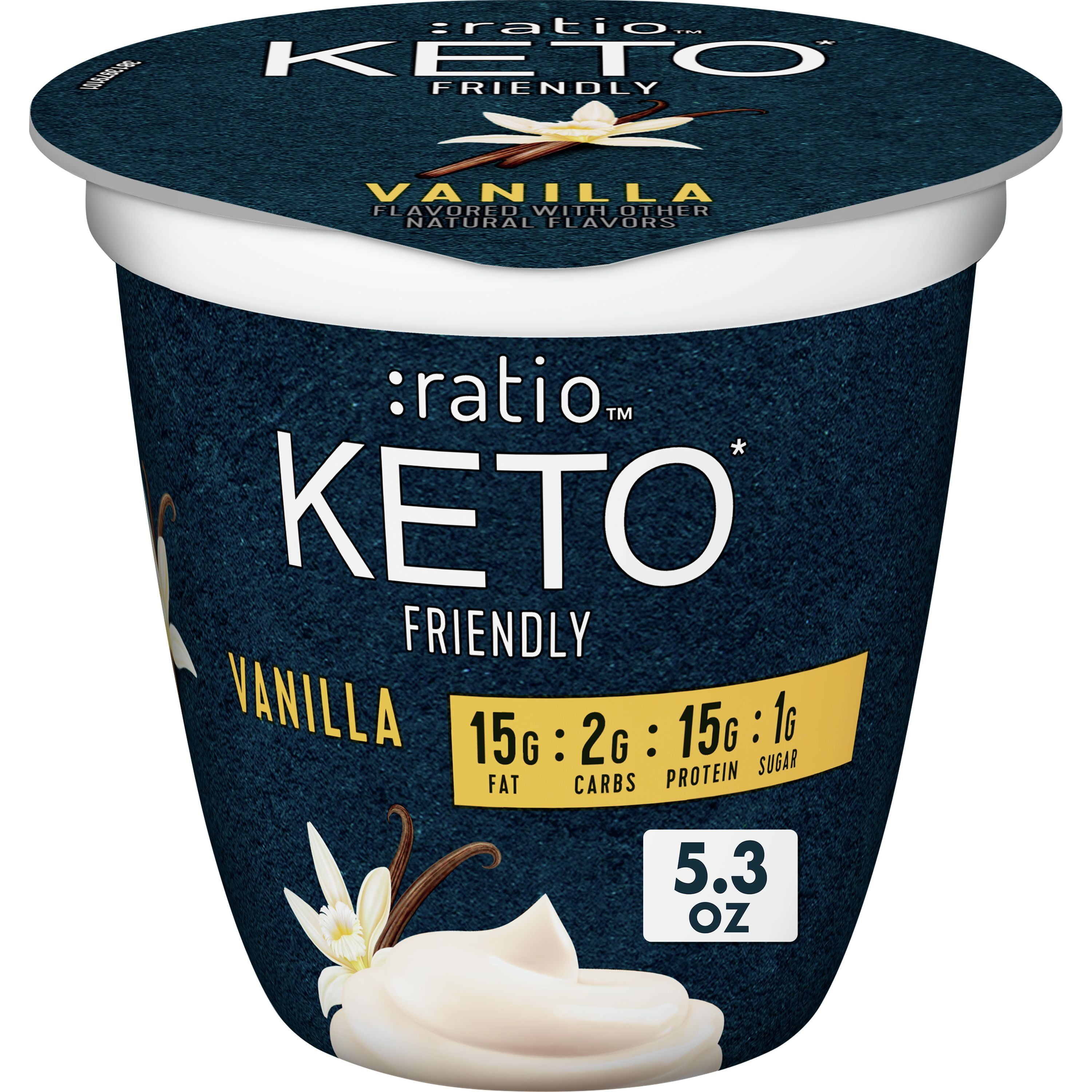 Ratio Keto Friendly Vanilla Yogurt Cultured Dairy Snack Cup, 5.3 OZ