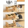 thumbnail image 2 of Vantic Elevated Dog Bowls-Adjustable Raised Dog Bowls with Stand for Small Size Dogs and Cats,Durable Bamboo Dog Feeder with 2 Stainless Steel Bowls and Non-Slip Feet, 2 of 6