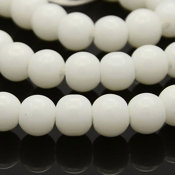 Round Glass Beads Strands White 6mm Hole: 1mm 69pcs/strand 16.1 inch