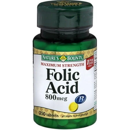 Nature's Bounty Folic Acid 800 mcg Tablets Maximum Strength 250 Tablets (Pack of (Best Folic Acid Tablets For Pregnancy)
