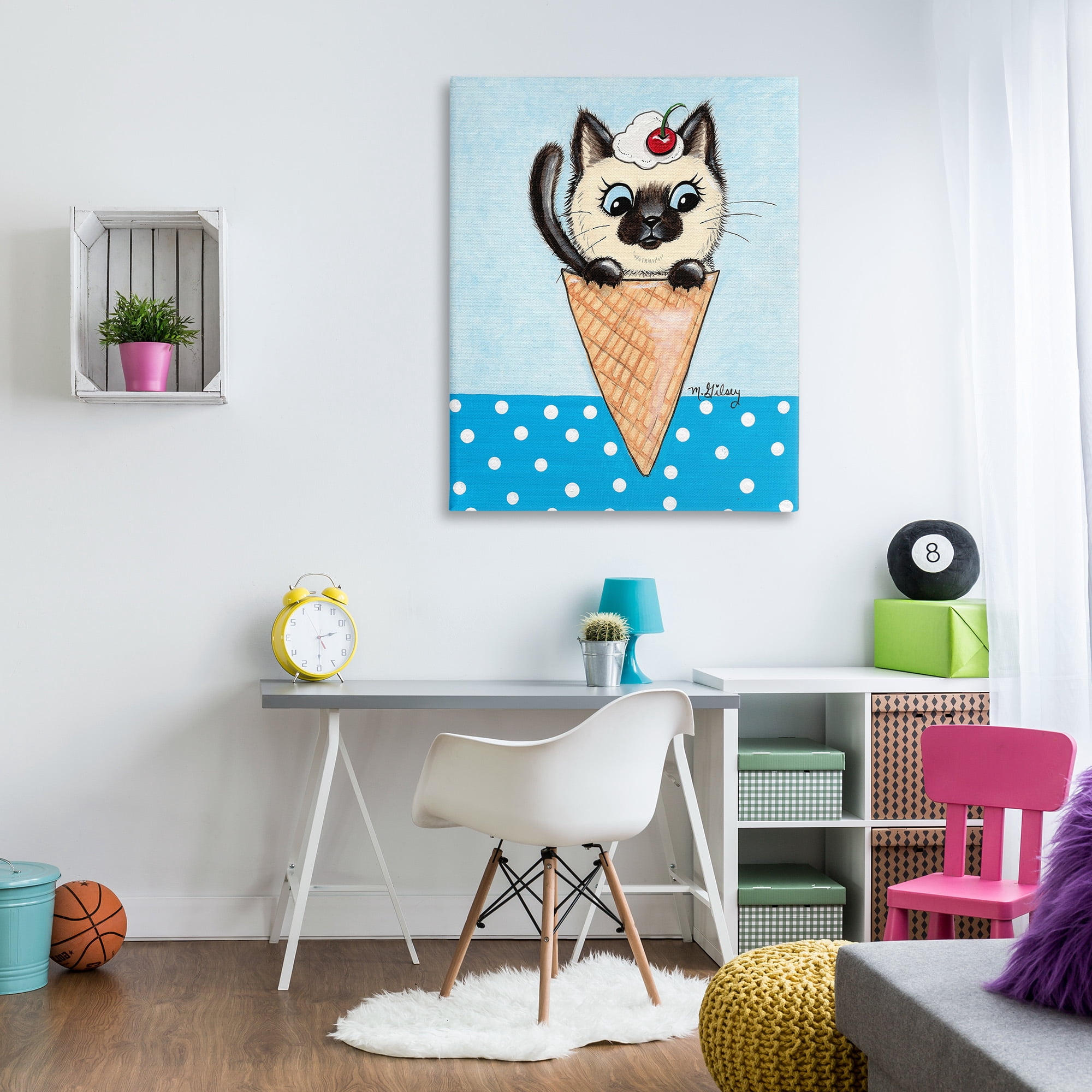 Stupell Industries Kitten Sundae Cone Animals & Insects Painting Gallery Wrapped Canvas Art Print Wall Art, 36 x 48