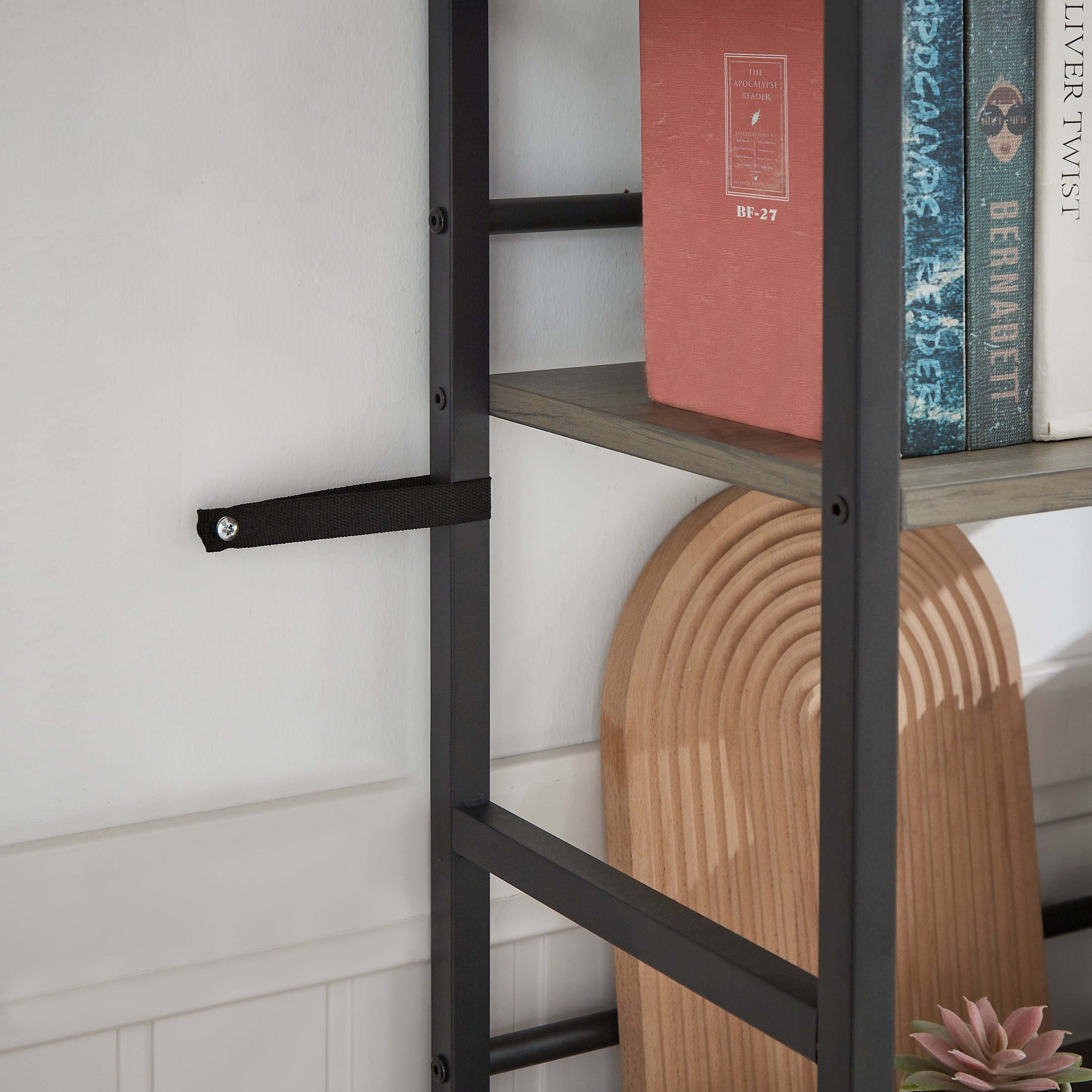 Aukfa 5-Shelf Tall Bookshelf, Modern Large Open Bookcase for Living Room Bedroom, Gray