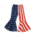 thumbnail image 2 of Nrmvnmi Toddler Kid Baby Girls 4th of July Bell Bottom Stars Striped Cotton Flare Pants Leggings Trousers Ruffle Pant For 6 Months-4 Years, 2 of 9