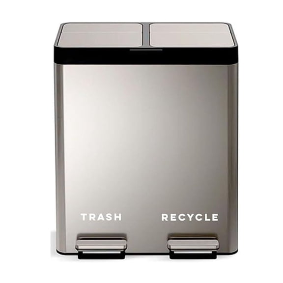 Modern Recycle & Trash Stickers - Minimalist, Discreet Vinyl Labels for Trash Cans & Bins - Elegant Indoor Waste & Recycling Signs for Home, Kitchen & Office | White