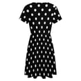 thumbnail image 5 of White Polka Dots Black Background Sundress Short Sleeve Dress Summer Women Clothes Dress for Women Dresses, 5 of 7