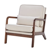 EDX Mid Century Modern Accent Chair, Comfy Fabric Living Room Chairs with Solid Wood Frame, Lounge Reading Armchair, Easy Assembly