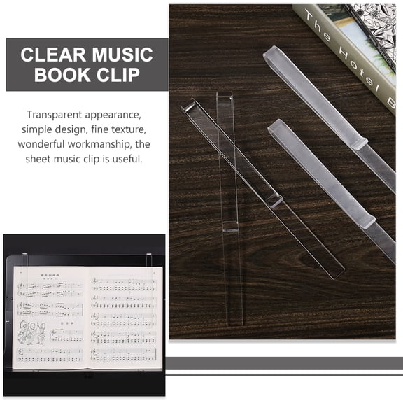 2 Pairs Clear Acrylic Music Stand Page Holders, Sheet Music Clips for Secure Sheet Music Display