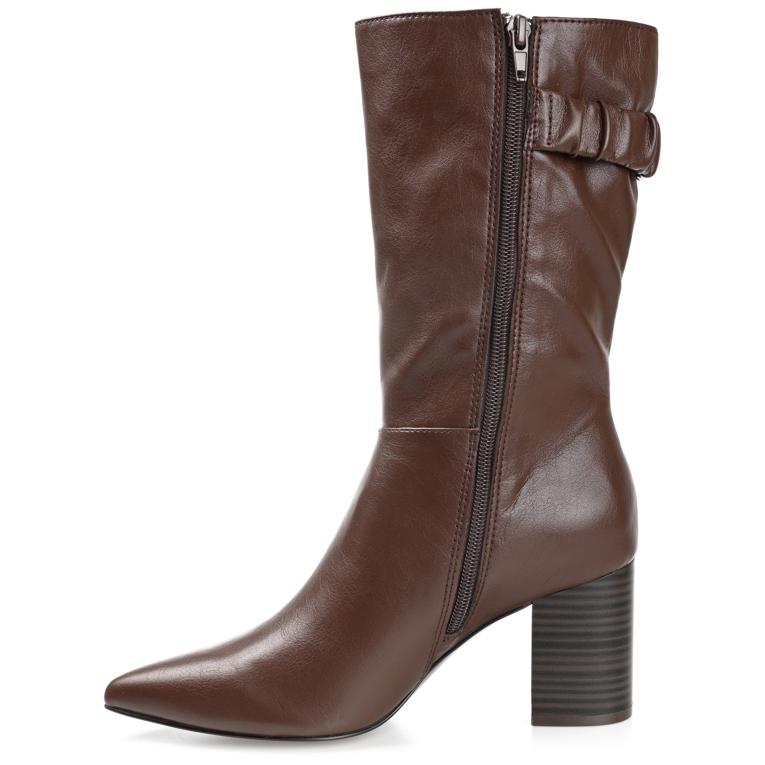 Journee Womens Wilo Stacked Heel Mid Calf Boots