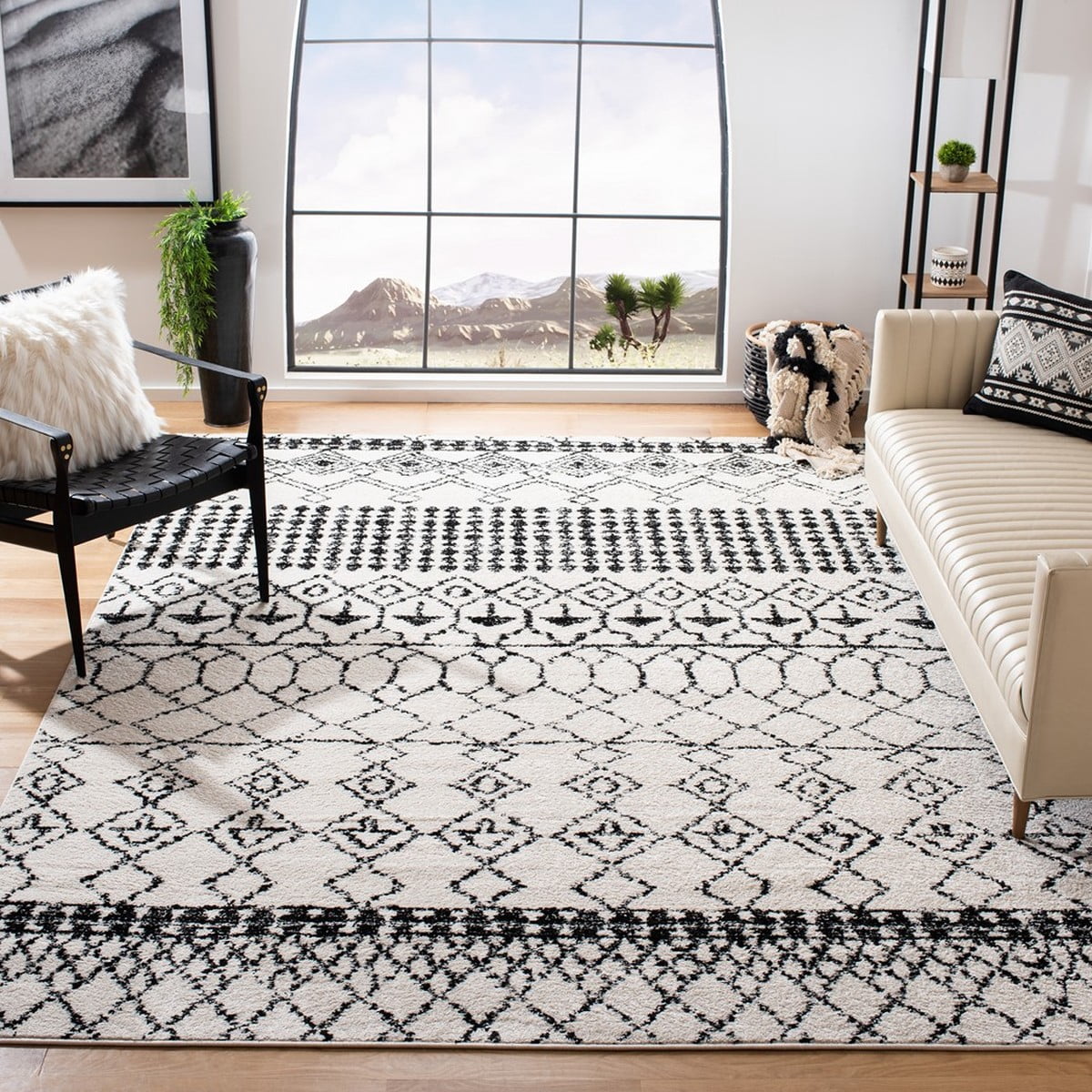 SAFAVIEH Tulum Coriander Moroccan Geometric Area Rug, 12' x 15', Ivory/Black