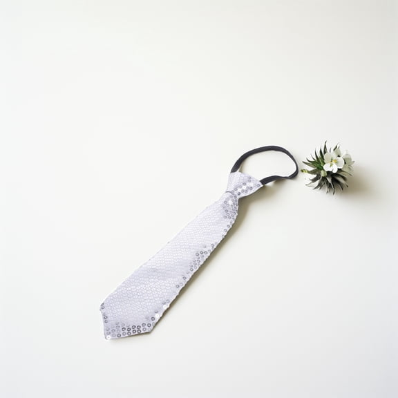 HEMOTON Glitter Sequin Bow Tie Silver For Men Reusable Washable Comfortable Wearing 1Pack